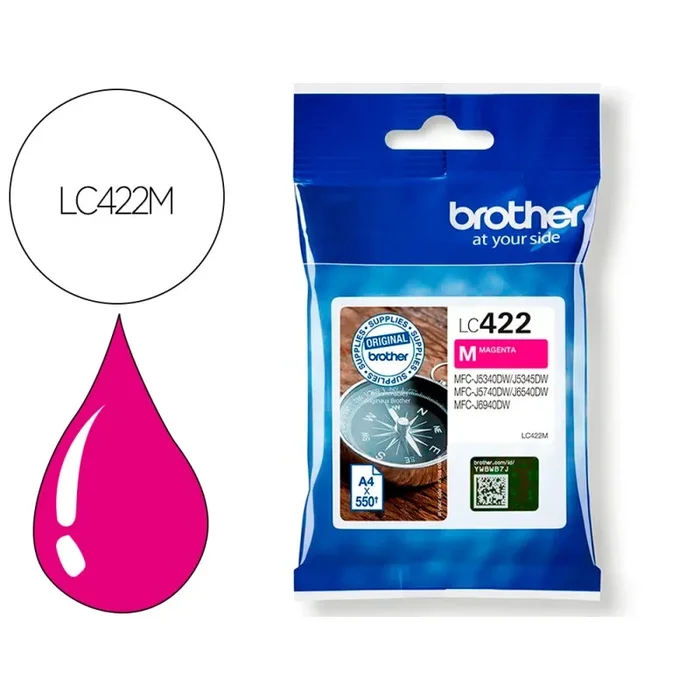 Ink-jet brother lc-422m magenta mfc-j5340dw / mfc-j5740dw / mfc-j6540dw / mfc-j6940dw 550 paginas