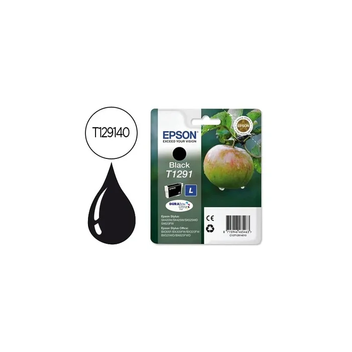 Ink-jet epson stylus t1291 negro sx420w / 425w / office bx305f / bx320f -alta capacidad-