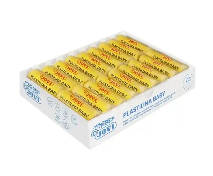 Jovi Baby Caja de 18 Pastillas de Plastilina Super Blanda – Estimula Creatividad y Sensibilidad Tactil – Fortalece Musculos de Manos y Dedos – Color Amarillo