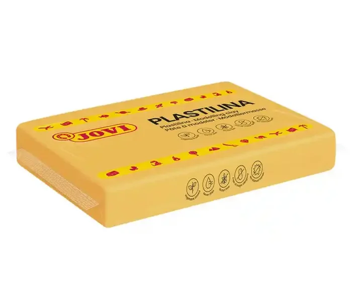 Jovi Caja de 15 Pastillas de Plastilina 350gr – 100% Vegetal – Muy Moldeable – No Se Seca – sin Gluten – Inocua – Ideal para Volumen y Moldes – Color Amarillo