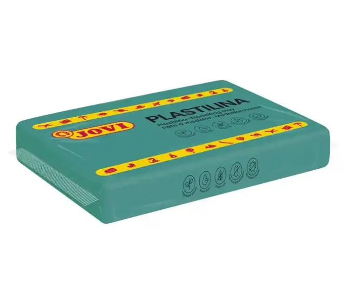Jovi Caja de 15 Pastillas de Plastilina 350gr – Pasta Vegetal – No Se Seca – sin Gluten – Inocua – Facil de Moldear – Ideal para Figuras en Volumen – Color Verde