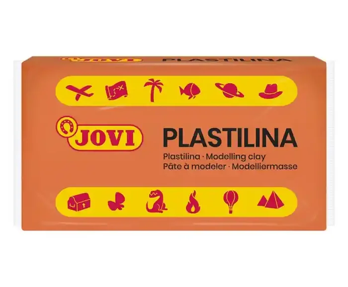 Jovi Caja de 30 Pastillas de Plastilina 50gr – Pasta Vegetal – No Endurece – sin Gluten – Inocua – Facil de Moldear – Ideal para Volumen y Moldes – Color Naranja