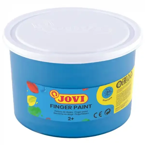 Jovi Finger Paint Bote de 500ml Pintura de Dedos – Ingredientes Naturales – Colores Mezclables – Textura Gelatinosa – Lavable – sin Gluten – No Toxico – Color Azul