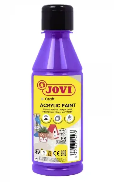 Jovi Jovidecor Acryl Pintura Acrilica – Acabado Satinado – Alto Poder Cubriente – Facil Aplicacion – Multiusos – Resistente al Agua y Jabon – Color Morado
