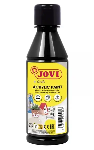 Jovi Jovidecor Acryl Pintura Acrilica Satinada – Alto Poder Cubriente – Facil Aplicacion – Resistente al Agua y Jabon – Color Negro