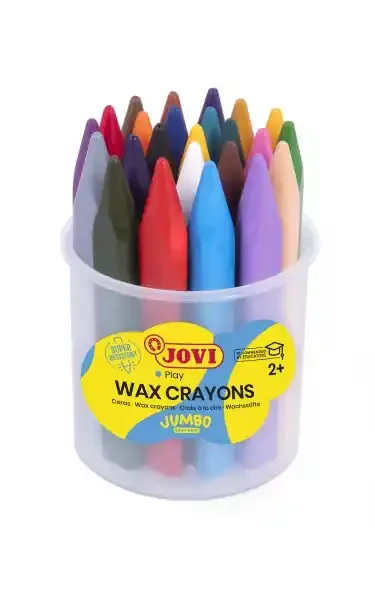Jovi Jumbo Easy Grip Bote de 24 Ceras Triangulares – No Manchan – Super Resistente – Agarre Facil – Trazo Suave – Apto para Sacapuntas – Libre de Alergenos – Color Surtido