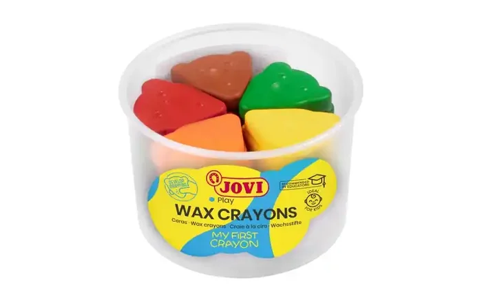 Jovi My First Crayon Bote de 30 Ceras con Forma de Oso – Diseño Ergonomico – No Manchan – Resistentes – Fomentan El Correcto Agarre – Trazos Finos y Gruesos – Color Surtido