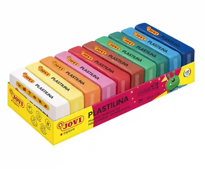 Jovi Pack de 10 Pastillas de Plastilina 50gr – 100% Vegetal – Muy Moldeable – No Se Seca – Colores Mezclables – Colores Surtidos