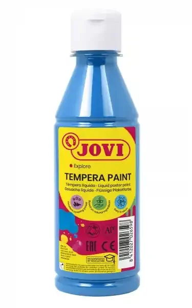 Jovi Tempera Paint Tempera Liquida – Base Agua – Lista para Usar – Alto Poder Cubriente – Secado Rapido – Excelente Rendimiento – Fluidez Optima – Color Azul