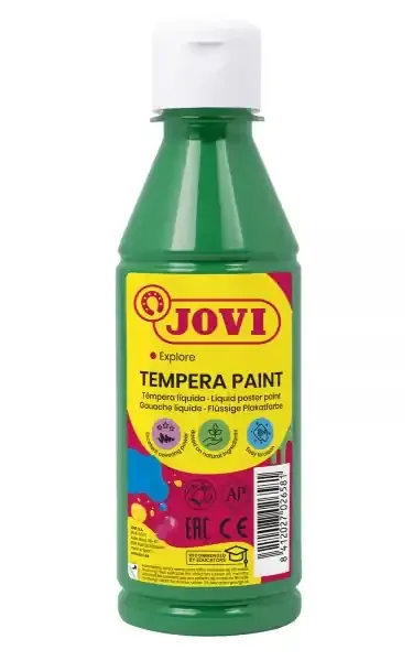 Jovi Tempera Paint Tempera Liquida – Base Agua – Lista para Usar – Alto Poder Cubriente – Secado Rapido – Excelente Rendimiento – Facil Aplicación – Color Verde