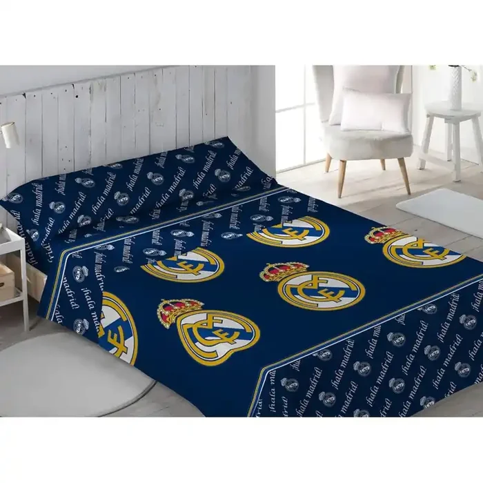 Juego de sábanas Real Madrid 3 Piezas sábana, bajera y funda de almohada para cama 90cm producto oficial