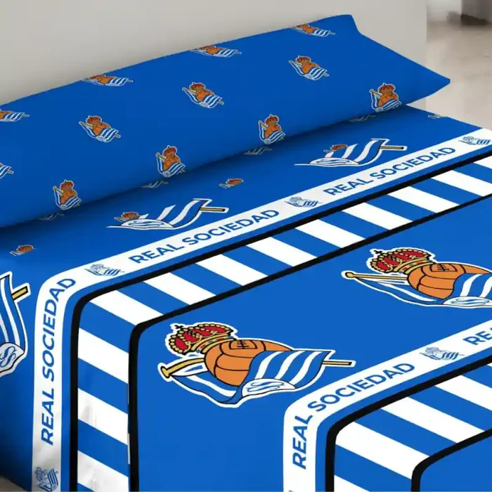 Juego de sábanas Real Sociedad 3 Piezas sábana, bajera y funda de almohada para cama 90cm producto oficial