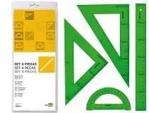 Juego Escuadra Cartabon Regla 30 Cm Y Semicirculo En Petaca Liderpapel Verde 47479