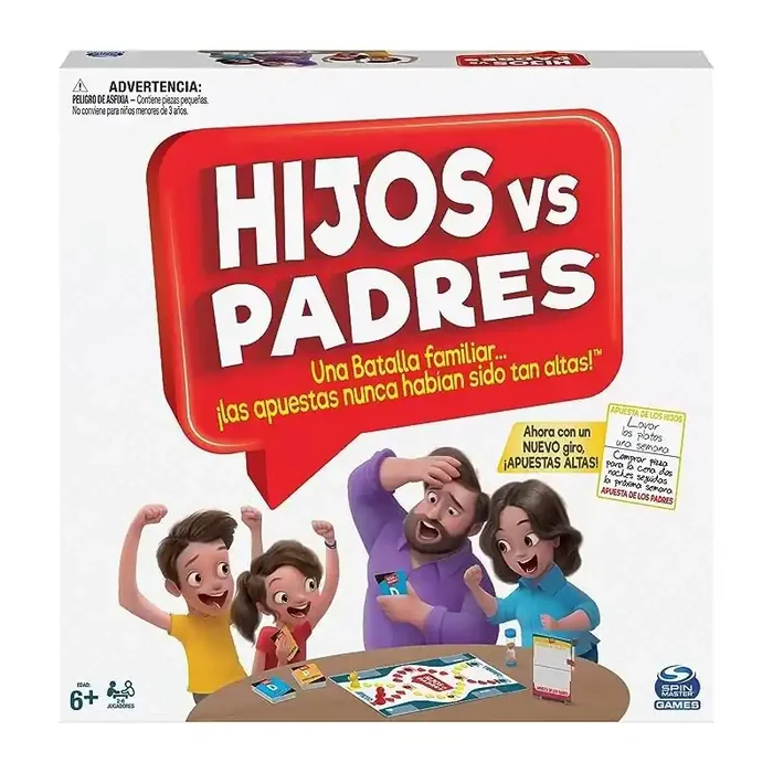Juegos de Mesa – Hijos contra Padres – Juego de Pruebas y Preguntas para Niños y Familias – 2-6 Jugadores edad +6 años Spin Mast
