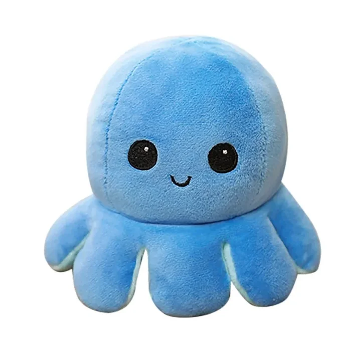 Juguete suave de pulpo reversible de dos colores que cambia de humor