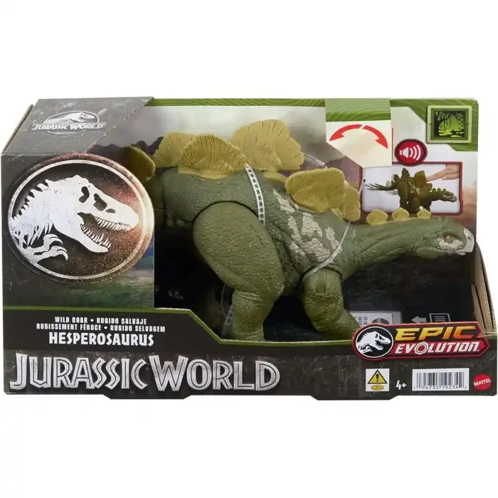 Jurassic World Wild Roar Hesperosaurus Dinosaurio de juguete con sonidos, +4 años Mattel HTK69