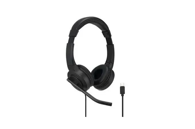 Kensington H1000 Auriculares con Microfono USB-C – Diadema Ajustable – Almohadillas Acolchadas – Controles en Cable – Cable Trenzado de 1.80m – Color Negro