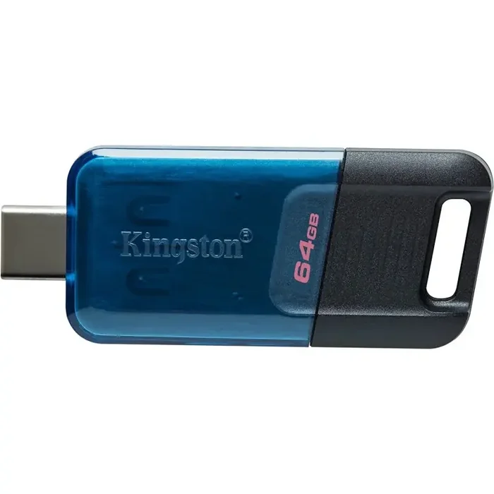 Kingston DataTraveler 80M Memoria USB-C 3.2 Gen 1 64GB – 200 MB/s en Lectura – Color Azul/Negro (Pendrive)