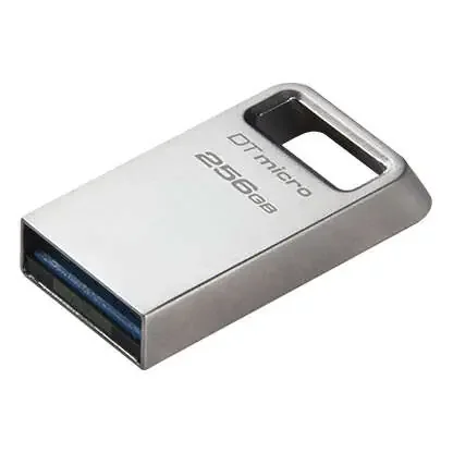 Kingston DataTraveler Micro Memoria USB 256GB – USB 3.2 Gen 1 – Ultracompacta y Ligera – Enganche para Llavero – Cuerpo Metalico (Pendrive)