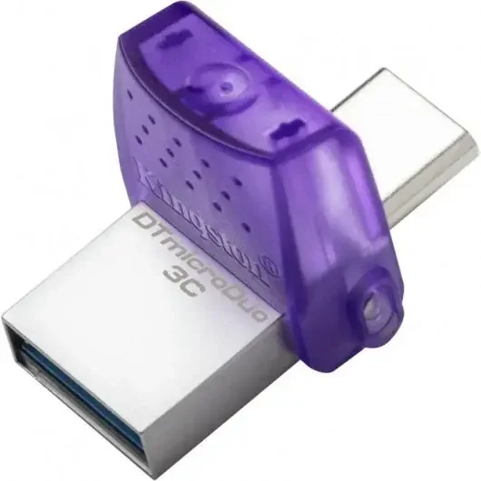 Kingston DataTraveler microDuo 3C Memoria USB-A + USB-C 128GB 3.2 Gen 1 – Velocidad de Lectura 200 MB/s – Tapon Protector (Pendrive)