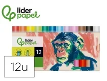 Lapices cera blanda Liderpapel redonda caja de 12 unidades colores surtidos 171347