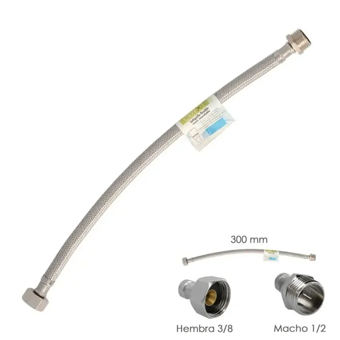 Latiguillo Flexible Acero Inoxidable Macho 1/2 – Hembra 3/8 – 300mm