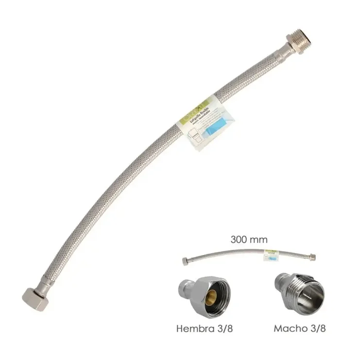 Latiguillo Flexible Acero Inoxidable Macho 3/8 – Hembra 3/8 – 300mm