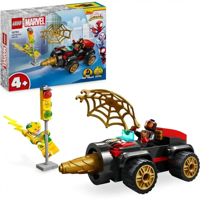 LEGO 10792 Marvel Spidey y su Superequipo Vehículo Perforador Coche de Spider-Man y 2 Minifiguras de Superhéroes Miles Morales y