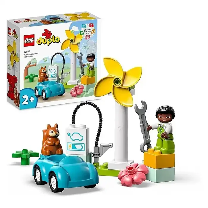 LEGO 10985 DUPLO Town Aerogenerador y choche eléctrico de juguete edad +2 años