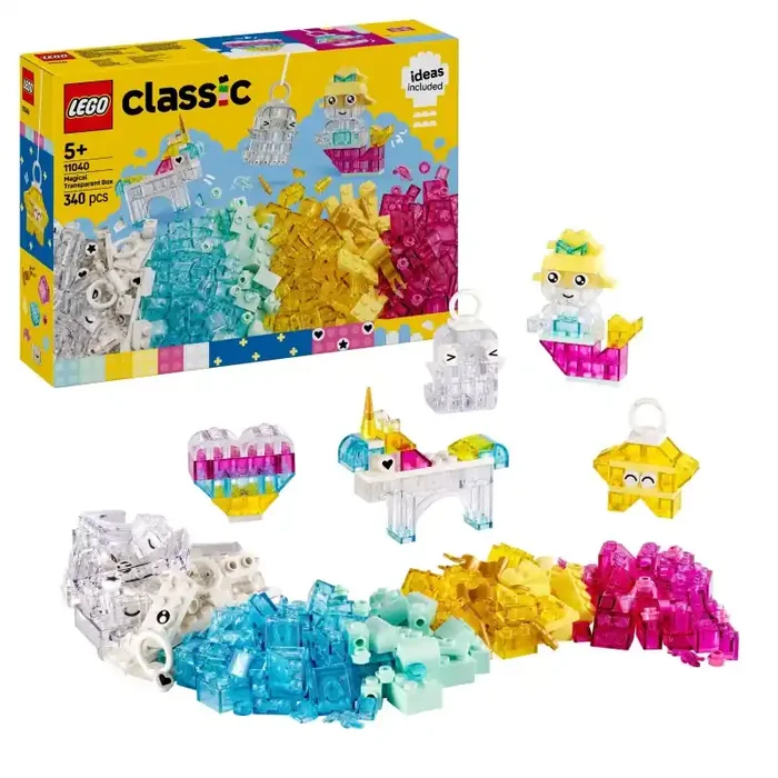 LEGO 11040 Caja de Magia Transparente Classic contiene 340 piezas – edad 5+ años.
