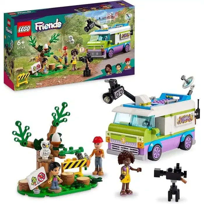 LEGO 41749 Friends Unidad Móvil de Noticias, Juego Creativo para representar periodistas retransmitiendo las noticias con Camión
