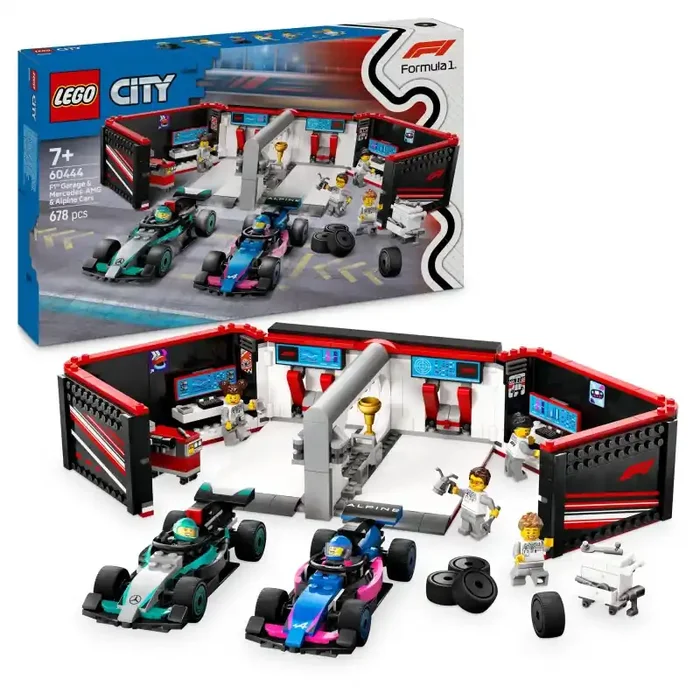 LEGO LEGO City 60444 Garaje de F1® con Coches Mercedes-AMG y Alpine contiene 678 piezas – edad 7+ años