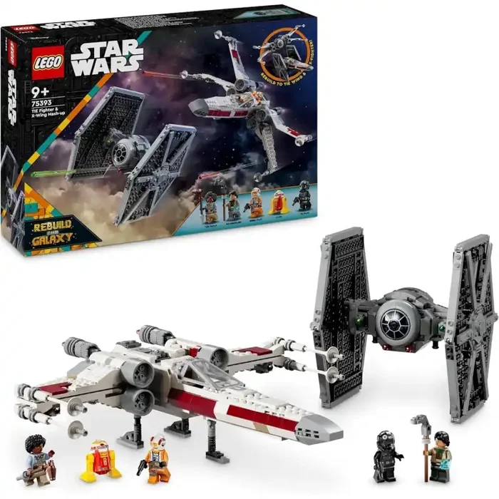 LEGO Star Wars 75393 Caza TIE y Ala-X Fusionados con 5 minifiguras edad +9 años