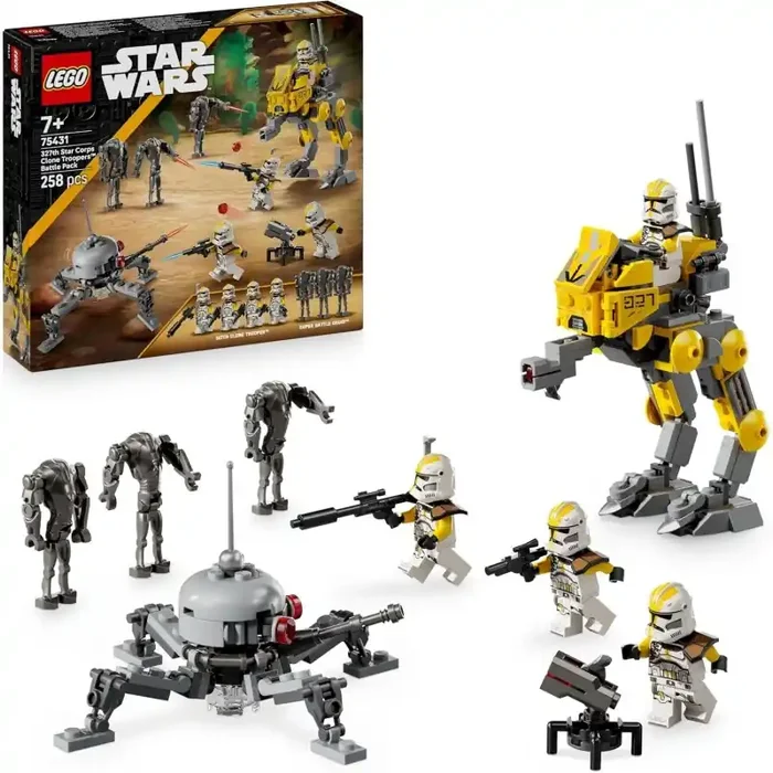 LEGO Star Wars 75431 Pack de Combate Soldados Clon del 327 Cuerpo Estelar con 4 Minifiguras, 3 Droides y AT-RT – edad 7+ Años