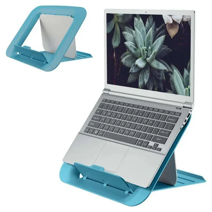 Leitz Ergo Cosy Soporte Ajustable para Portatil – Diseño Ergonomico – Altura Ajustable – Color Azul