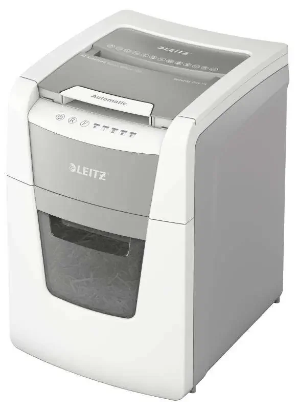 Leitz IQ 100 Autofeed P4 Destructora Automatica de Papel – Tritura 100 Hojas – Papelera de 34L – Corte en Particulas – Blanco