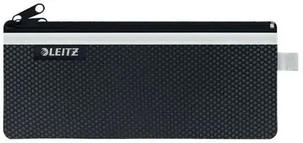 Leitz WOW Bolsa Porta-Todo Mediana 2 Compartimentos – Tamaño 85x6x210mm – Lavable y Duradera – Cierre de Cremallera – Color Negro