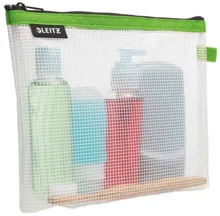 Leitz WOW Bolsa Porta-Todo Resistente al Agua – Tamaño 170x6x240mm – Material EVA, Lavable y Duradero – Cierre de Cremallera – Color Verde/Transparente