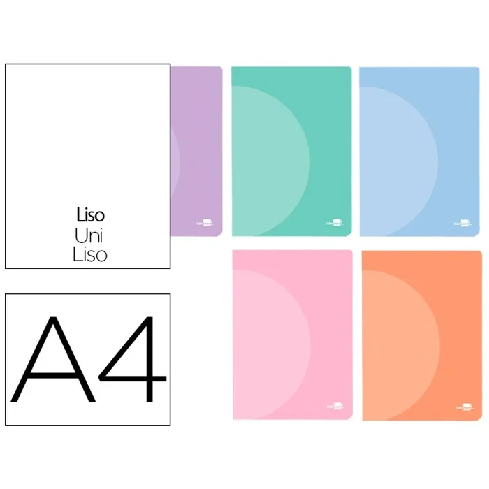 Libreta liderpapel 360 tapa de plastico a4 48 hojas 90gr liso sin margen colores pastel surtidos