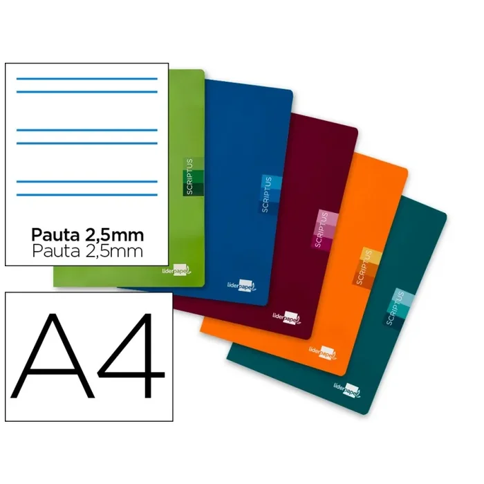 Libreta liderpapel scriptus a4 48 hojas 90gr pauta 5ª 2.5mm con margen