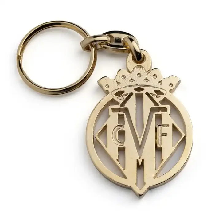 Llavero Villarreal Club de Fútbol metálico dorado escudo calado producto oficial
