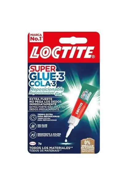 Loctite Superglue-3 Gel Reposicionable 3gr – Adhesivo Instantaneo E Inodoro – Uniones Precisas y Transparentes – Ideal para Superficies Porosas o Verticales – Adhesivo Multimaterial