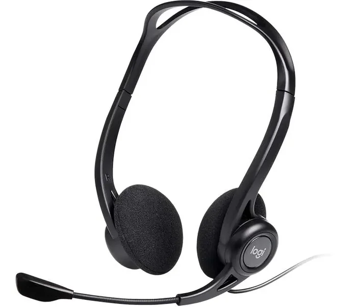Logitech 960 Auriculares con Microfono USB – Microfono Plegable y Flexible – Controles en Cable – Cable de 2.40m – Color Negro