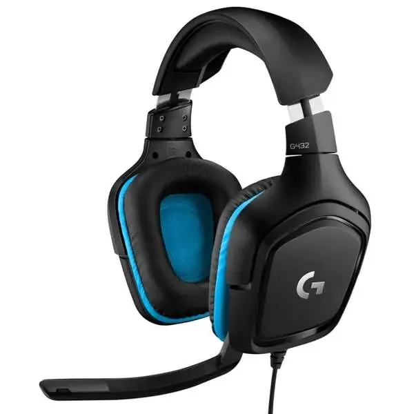 Logitech G432 Auriculares Gaming USB DTS 7.1 con Microfono – Microfono Plegable – Diadema Ajustable – Almohadillas Acolchadas – Altavoces de 50mm – Cable de 2m – Color Negro/Azul
