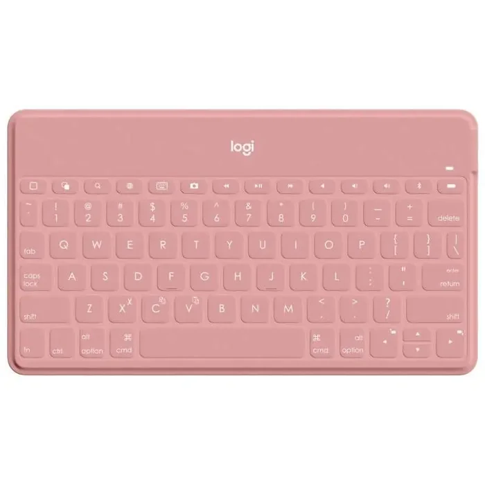 Logitech Keys to Go Teclado Bluetooth para iPhone, iPad y Apple TV – Teclas de Acesso Directo – Base para Smartphone – Ultraligero – Proteccion Antiderrames – Color Rosa