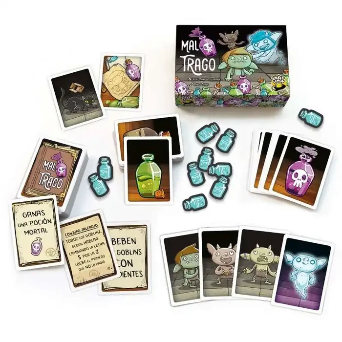 Mal Trago ¡Brujas, Pociones y muchos Goblins! Juego de Cartas – Tematica Brujas y Pociones – De 4 a 10 Jugadores – A partir de 8 Años – Duracion 15-20min. aprox.