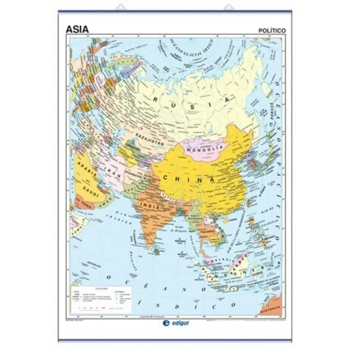 MAPA MURAL ASIA 95X130 FISICO/POLITICO