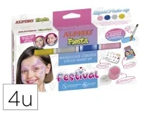 Maquillaje líquido Alpino festival caja de 4 colores surtidos + pincel + DL000110