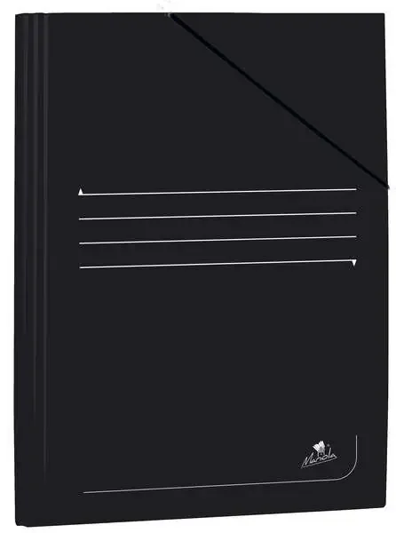 Mariola Carpeta de Carton Plastificado Folio 500gr/m2 – Medidas 34x25cm – Cierre con Goma Elastica – Color Negro (20 uds)