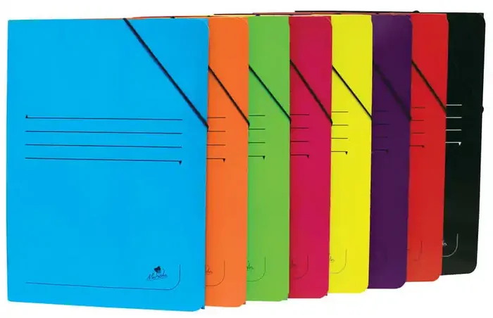 Mariola Carpeta de Carton Plastificado Folio 500gr/m2 – Medidas 34x25cm – Cierre con Goma Elastica – Colores Surtidos (20 uds)